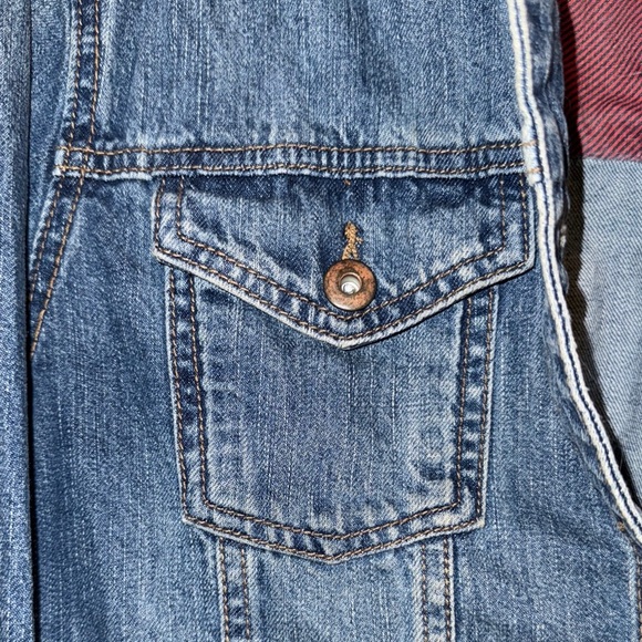 Light Distressed Denim Jacket with “Whatever” on the Back - Picture 3 of 6